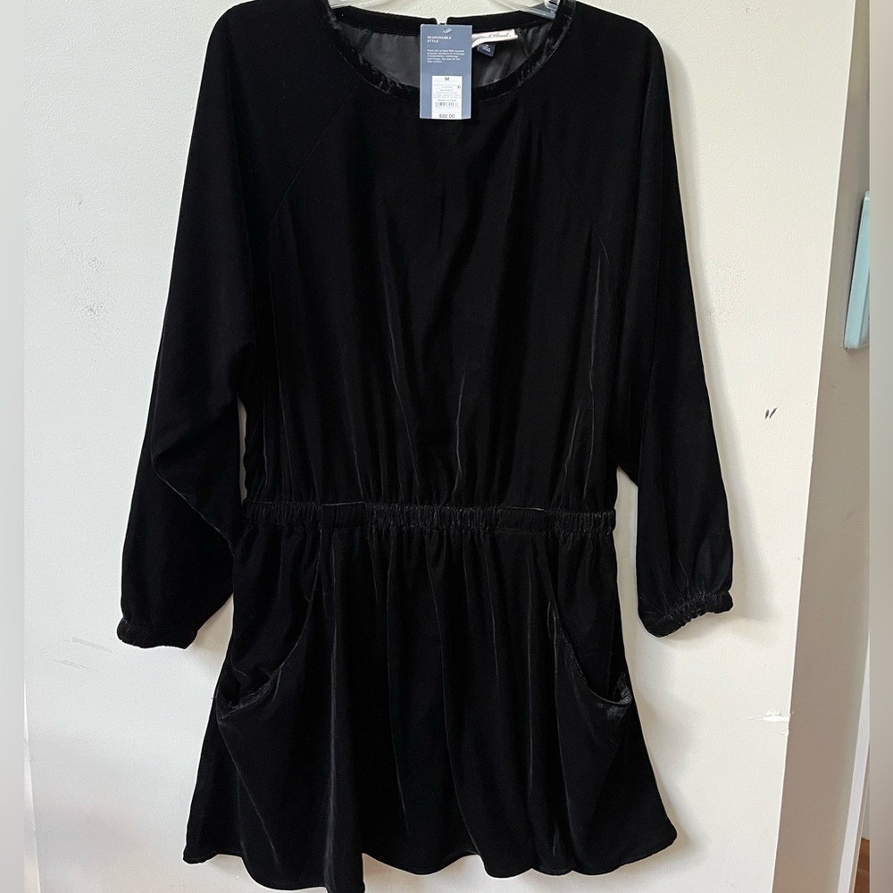 Universal Thread Velvet Long Sleeve Mini A Line Dress Womens Medium Black NWT